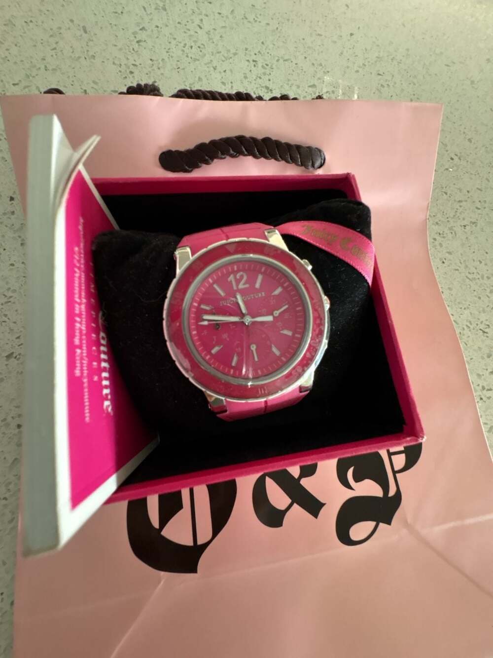 Juicy Couture Hot Pink Silicone Strap Chronograph Watch